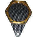 Picture of Tax Disc Holder Hexagon Carbon Look 6 Studs Gold Rim