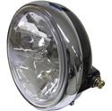 Picture of Headlight Round Black Complete Universal 7Clear"